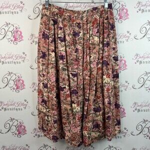 Fair set skirt pleated vintage flowers pink purple Elegant Floral A-Line Skirt